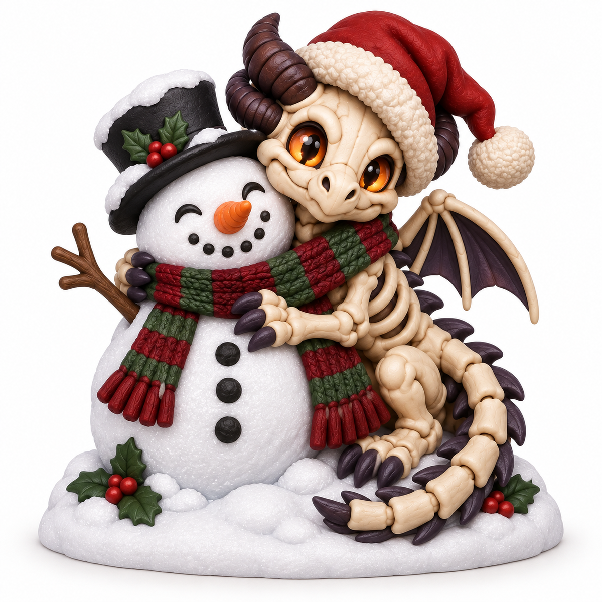 Illustration of the intended Snowman's Bonewing Christmas dragon design