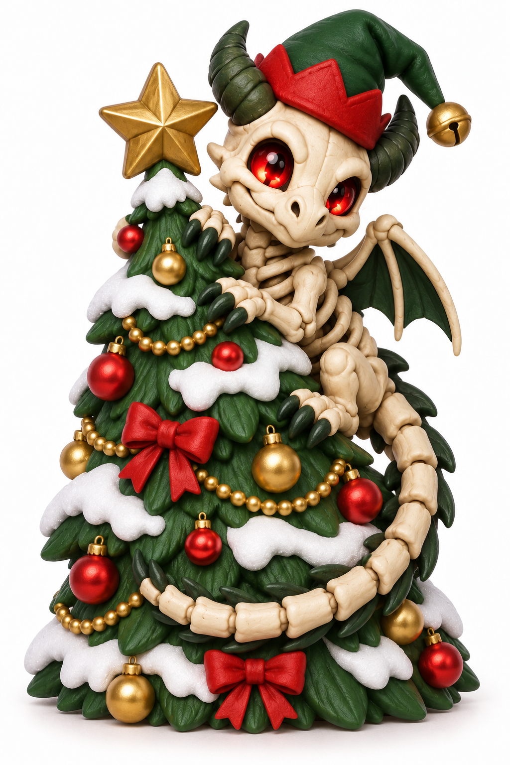 Illustration of the intended Treetop Bonewing Christmas dragon design