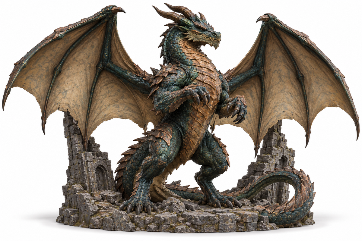 Verdigris Colossus — original ancient dragon figurine