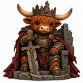 Illustration of the intended The Fallen King Highland cow design