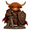 Illustration of the intended The Crimson Knight Highland cow design