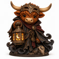 Illustration of the intended The Lantern Wraith Highland cow design