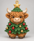 Illustration of the intended Christmas Tree Ornament Highland cow design
