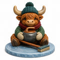 Illustration of the intended Curling Club Cow Highland cow design