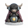 Illustration of the intended Winter Lantern Highland cow design