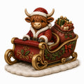 Illustration of the intended Santa's Classic Sleigh Highland cow design