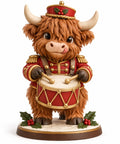 Illustration of the intended Little Drummer Moo Highland cow design