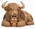 Gravewick dark Highland cow figurine