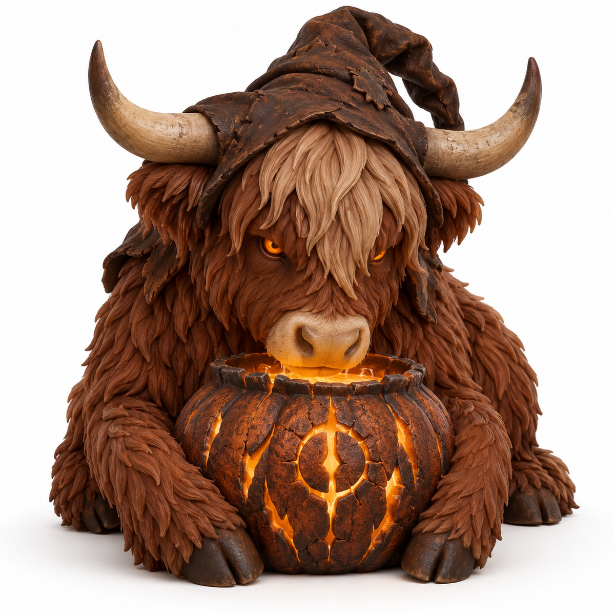 Hexbrew dark Highland cow figurine