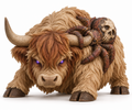 Widowhorn dark Highland cow figurine