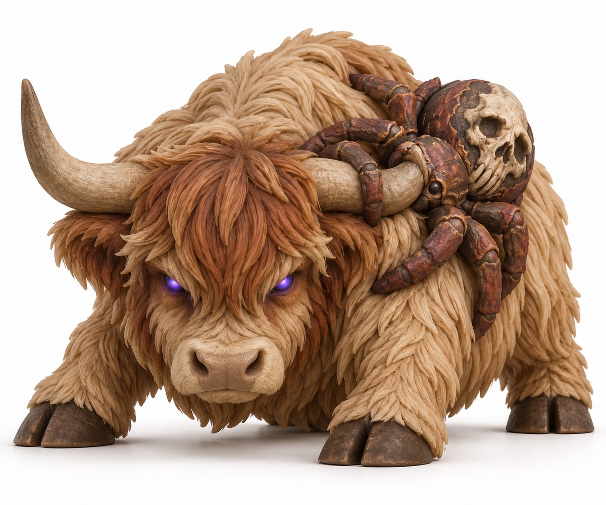 Widowhorn dark Highland cow figurine