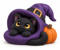 Moonhat Kitten, Halloween black cat concept artwork