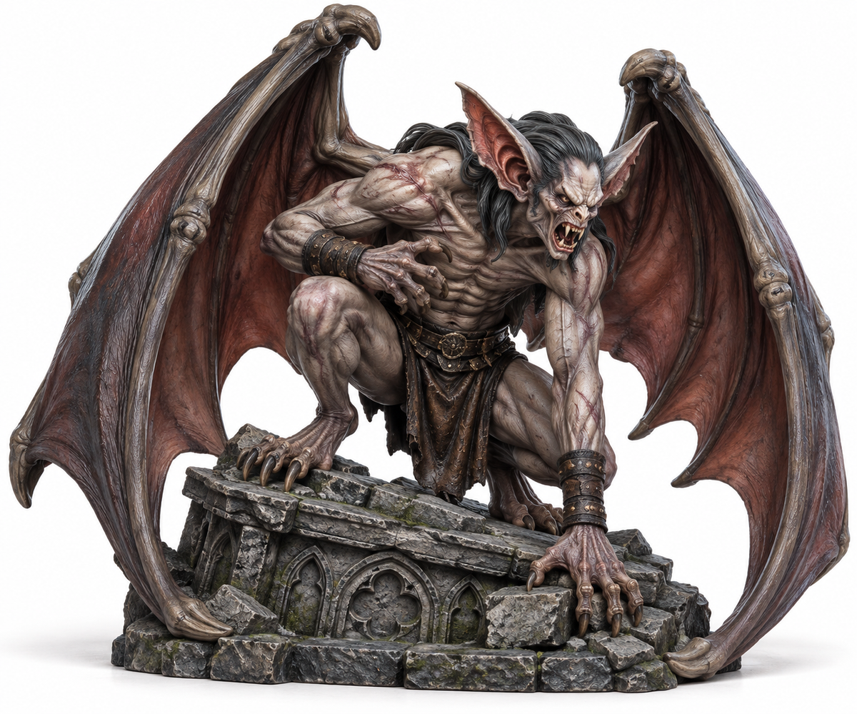 Orrath, the Crypt Hunger — winged vampire figurine on stone base